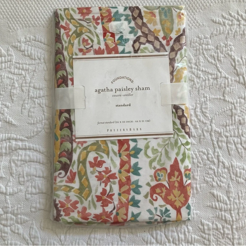 New Pottery Barn Foundations Agatha paisley sham standard pillow case